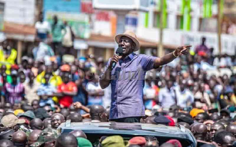 Ruto During a rally in Kiambu