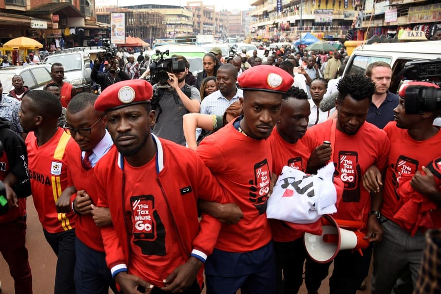 Bobi Wine in Kampala during a political rally